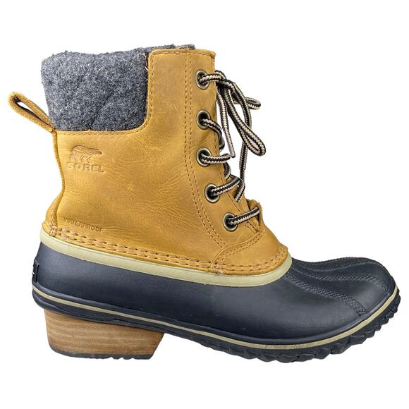 Sorel Women's Slimpack Tan Leather Lace II Duck Boot Size US 7 - Picture 1 of 10